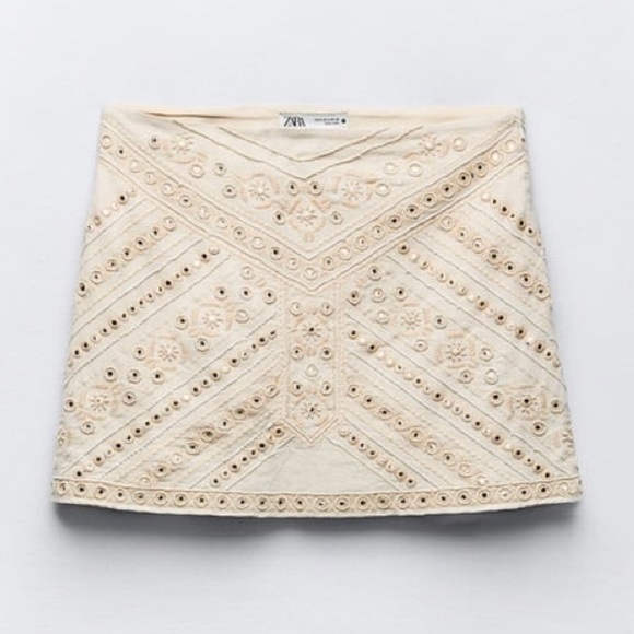 NWT ZARA Embroidered Ecru Matching Set - Picture 9 of 15